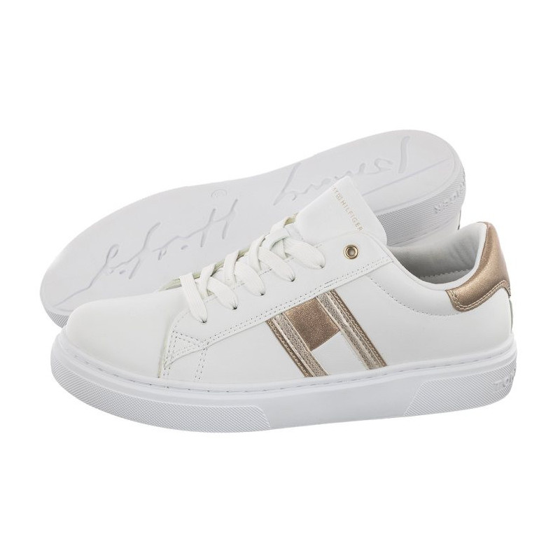 Tommy Hilfiger Flag Low Cut Lace-Up Sneaker White/Platinum T3A9-32703-1355 X048 (TH668-a) sports Shoes