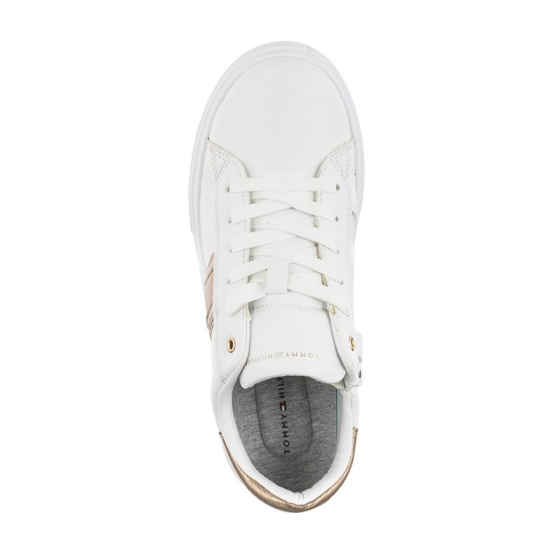 Tommy Hilfiger Flag Low Cut Lace-Up Sneaker White/Platinum T3A9-32703-1355 X048 (TH668-a) sports Shoes