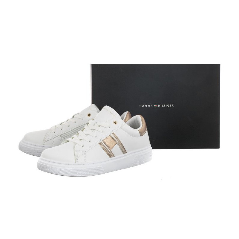 Tommy Hilfiger Flag Low Cut Lace-Up Sneaker White/Platinum T3A9-32703-1355 X048 (TH668-a) sports Shoes