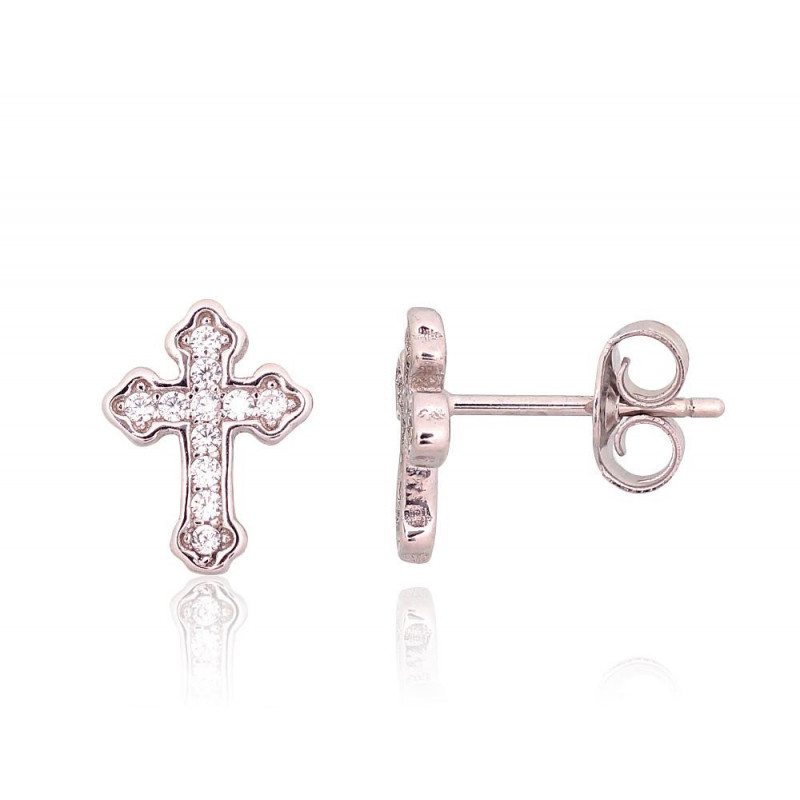 Silver stud earrings 2203730(PRh-Gr)_CZ, Silver 925°, Rhodium (Plating), Zirkons