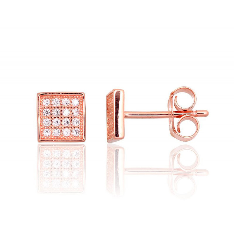 Silver stud earrings 2203735(PAu-R)_CZ, Silver 925°, red gold (Plating), Zirkons