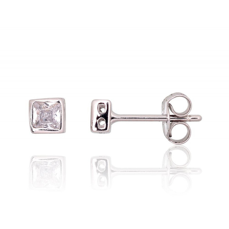 Silver stud earrings 2203736(PRh-Gr)_CZ, Silver 925°, Rhodium (Plating), Zirkons