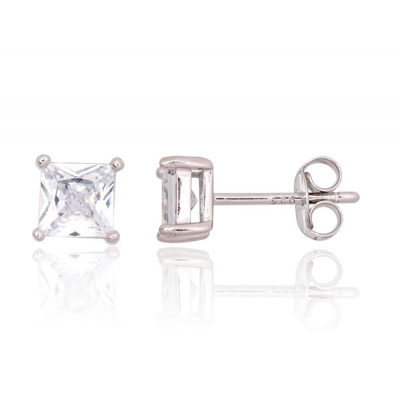 Silver stud earrings 2203741(PRh-Gr)_CZ, Silver 925°, Rhodium (Plating), Zirkons