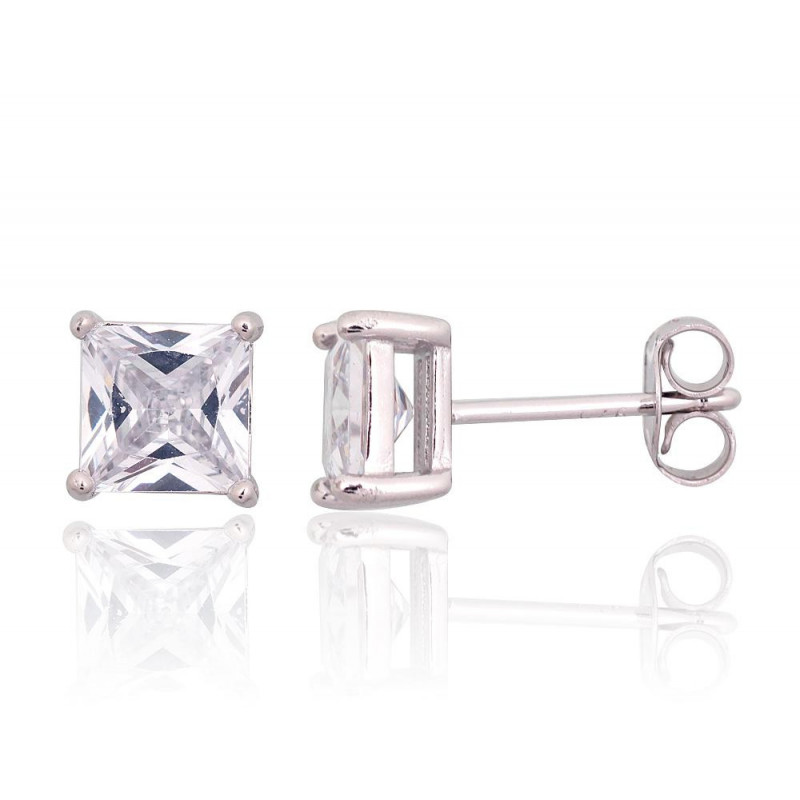 Silver stud earrings 2203742(PRh-Gr)_CZ, Silver 925°, Rhodium (Plating), Zirkons