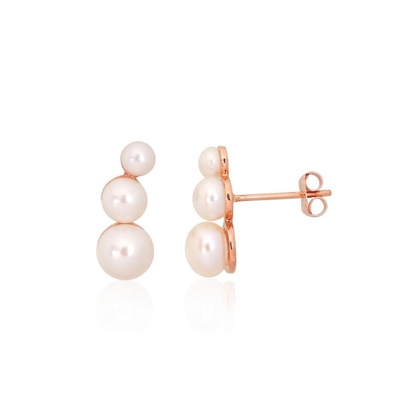 Gold classic studs earrings 1201569(Au-R)_PE, Red Gold 585°, Fresh-water Pearl