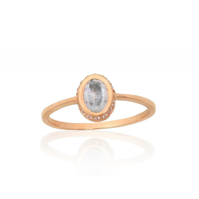 Gold ring 1101148(Au-R)_CZ+TZLB, Red Gold 585°, Zirkons , Sky Blue Topaz