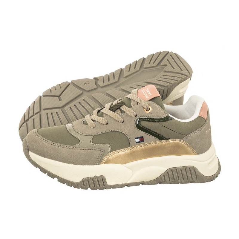 Tommy Hilfiger Low Cut Lace-Up Sneaker T3A9-33000-1492 A177 Grey/Military Green (TH840-a) sports Shoes