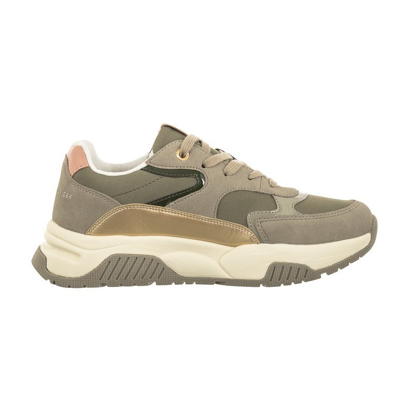 Tommy Hilfiger Low Cut Lace-Up Sneaker T3A9-33000-1492 A177 Grey/Military Green (TH840-a) sports Shoes