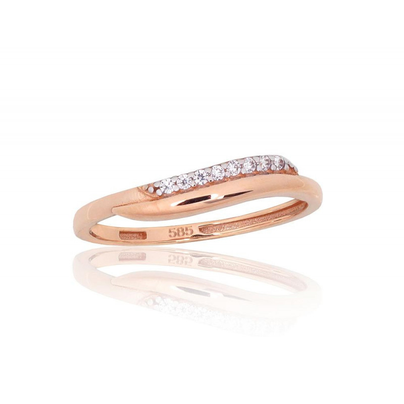 Gold ring 1101159(Au-R+PRh-W)_CZ, Red Gold 585°, Rhodium (Plating) , Zirkons