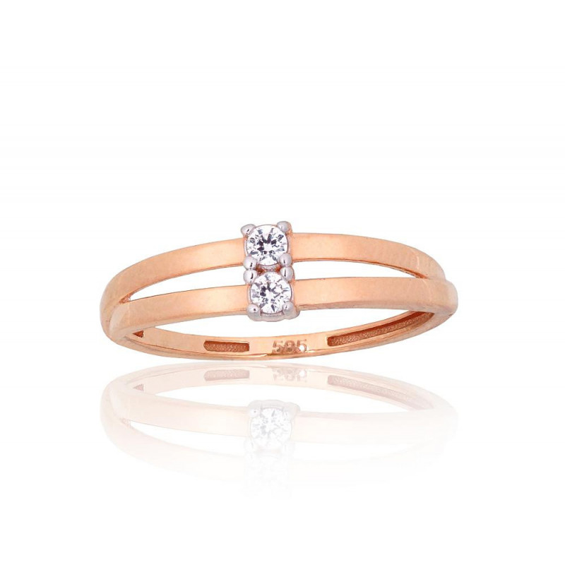 Gold ring 1101161(Au-R+PRh-W)_CZ, Red Gold 585°, Rhodium (Plating) , Zirkons