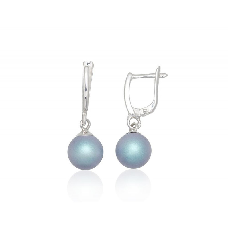 Silver earrings with 'english' lock 2203786_PESN-AQ, Silver 925°, Fresh-water Pearl (synt.)