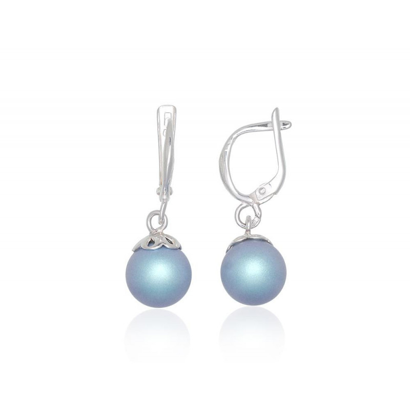 Silver earrings with 'english' lock 2203787_PESN-AQ, Silver 925°, Fresh-water Pearl (synt.)