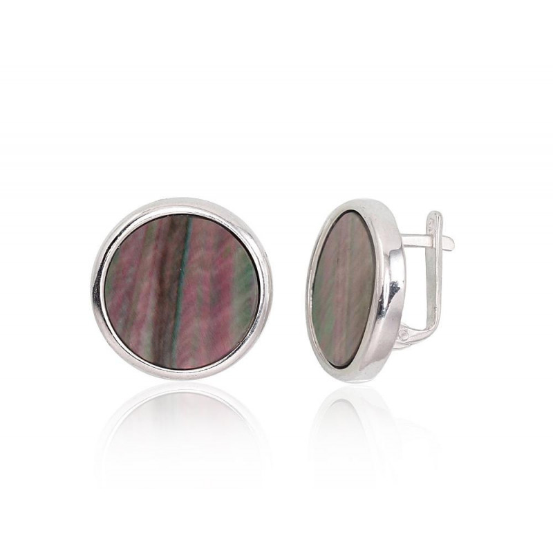 Silver earrings with 'english' lock 2203270_PL-G, Silver 925°, Mother-of-pearl