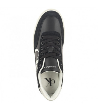 Calvin Klein Classic Cupsole Laceup Mix Lth Black/Bright White/Silver YW0YW01057 BEH (CK353-a) sports Shoes