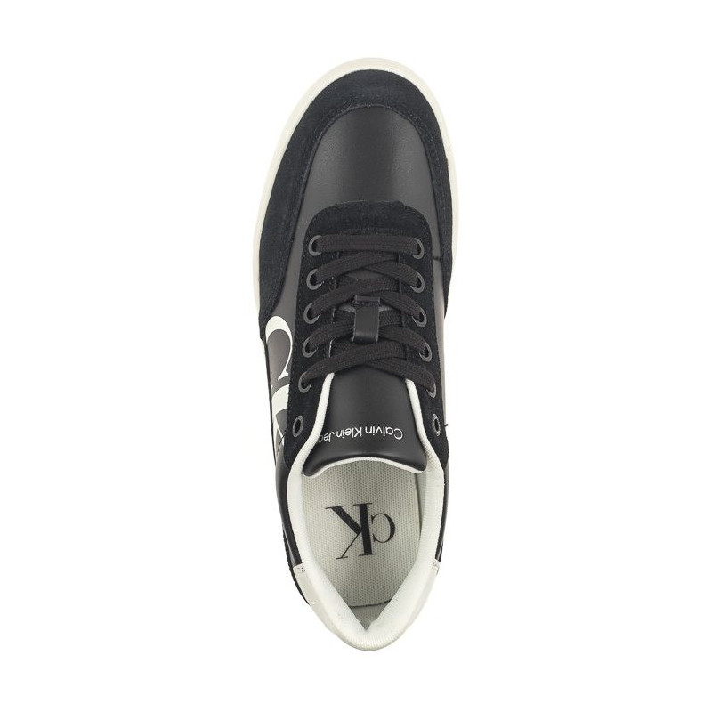 Calvin Klein Classic Cupsole Laceup Mix Lth Black/Bright White/Silver YW0YW01057 BEH (CK353-a) sports Shoes