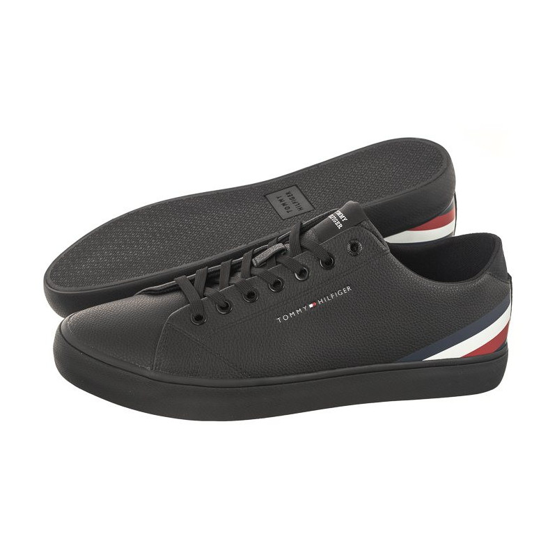 Tommy Hilfiger Hi Vulc Core Low Lth Stripes Triple Black FM0FM04778 0GQ (TH863-a) sports shoes