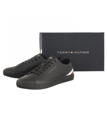 Tommy Hilfiger Hi Vulc Core Low Lth Stripes Triple Black FM0FM04778 0GQ (TH863-a) sports shoes