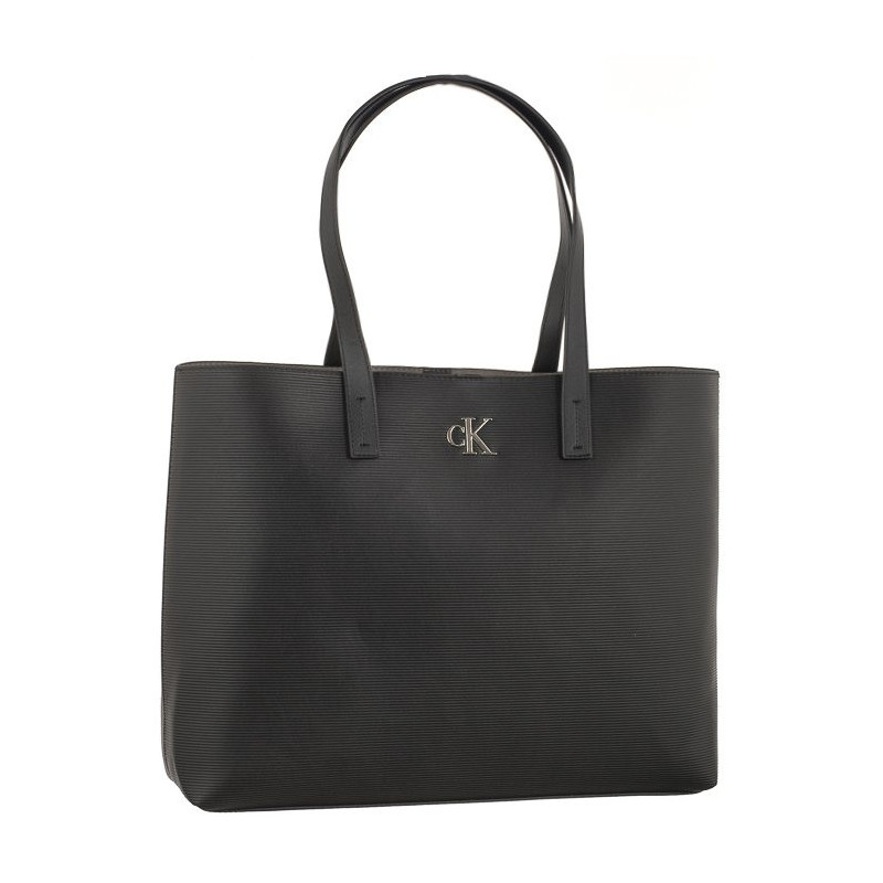 Calvin Klein Minimal Monogram Slim Tote34 Black K60K611213 BDS (CK361-a) handbag