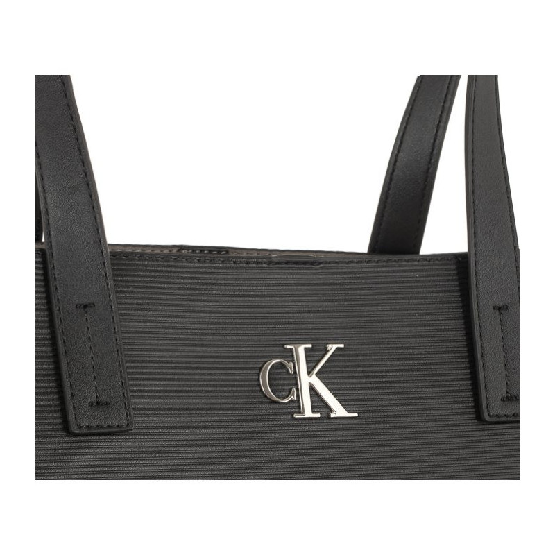 Calvin Klein Minimal Monogram Slim Tote34 Black K60K611213 BDS (CK361-a) handbag