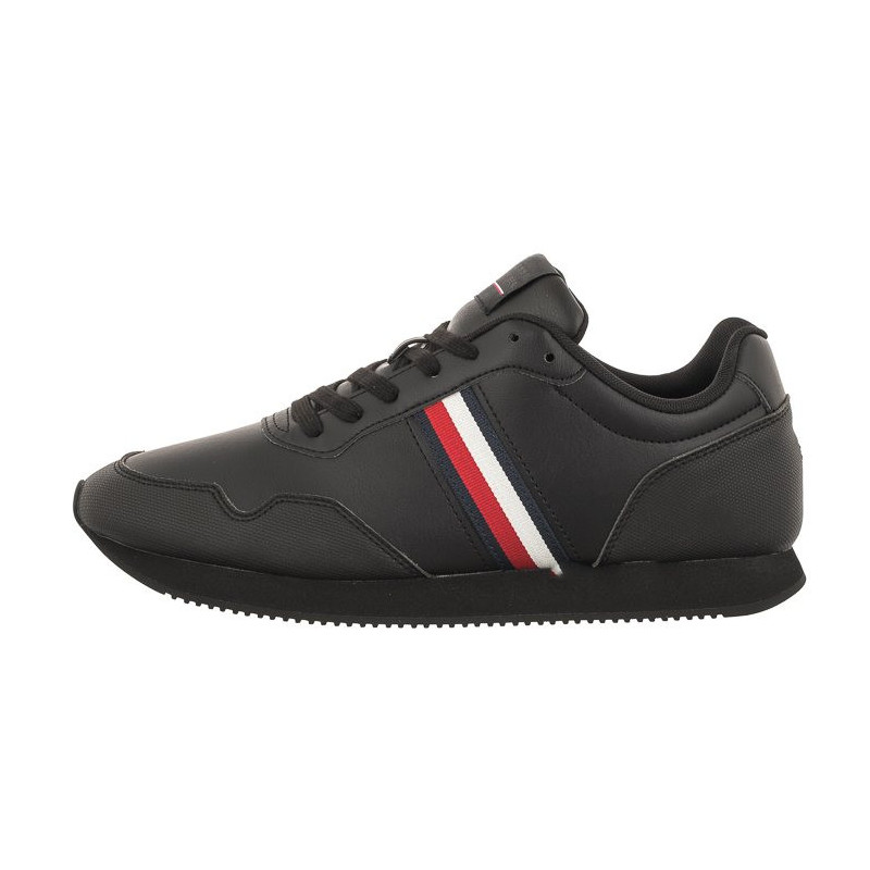 Tommy Hilfiger Core Lo Runner Pu Lth Triple Black FM0FM04834 0GQ (TH882-a) sports shoes