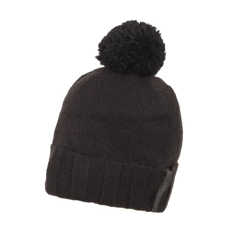 Calvin Klein Label Define Rib Beanie W/Pompom Black K60K611606 BAX (CK367-a) cap