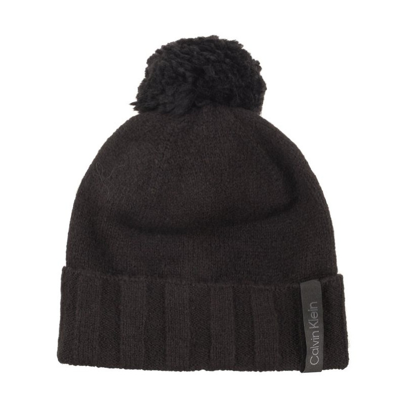 Calvin Klein Label Define Rib Beanie W/Pompom Black K60K611606 BAX (CK367-a) cap