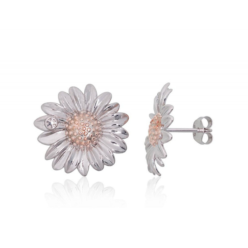 Silver stud earrings 2203834(PRh-Gr+PAu-R), Silver 925°, red gold (Plating)/, Rhodium (Plating)