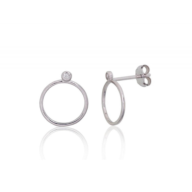 Silver stud earrings 2203835(PRh-Gr)_CZ, Silver 925°, Rhodium (Plating), Zirkons