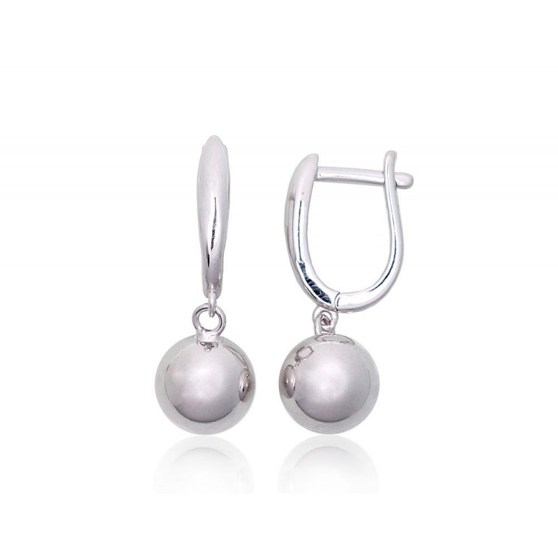 Silver earrings with 'english' lock 2203855(PRh-Gr), Silver 925°, Rhodium (Plating)