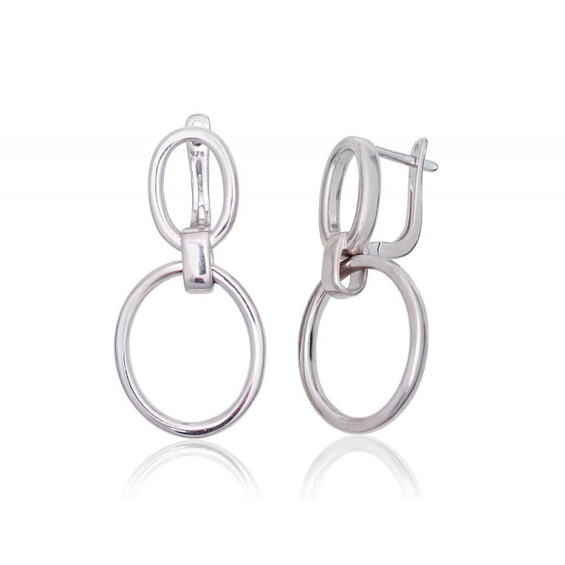 Silver earrings with 'english' lock 2203856(PRh-Gr), Silver 925°, Rhodium (Plating)