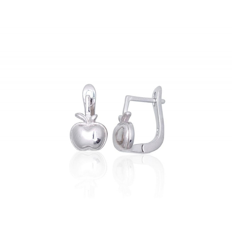 Silver earrings with 'english' lock 2203857(PRh-Gr), Silver 925°, Rhodium (Plating)