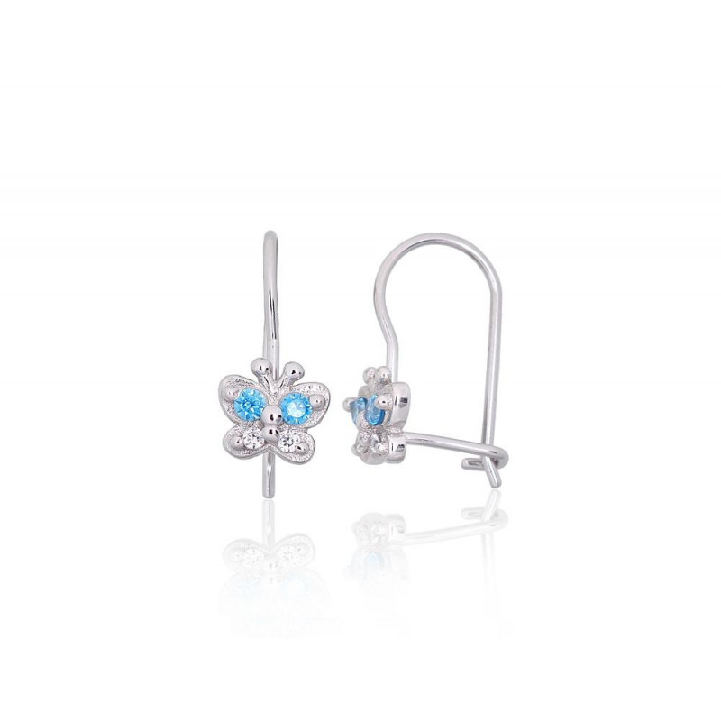 Silver hook earrings 2203827(PRh-Gr)_CZ+CZ-AQ, Silver 925°, Rhodium (Plating), Zirkons