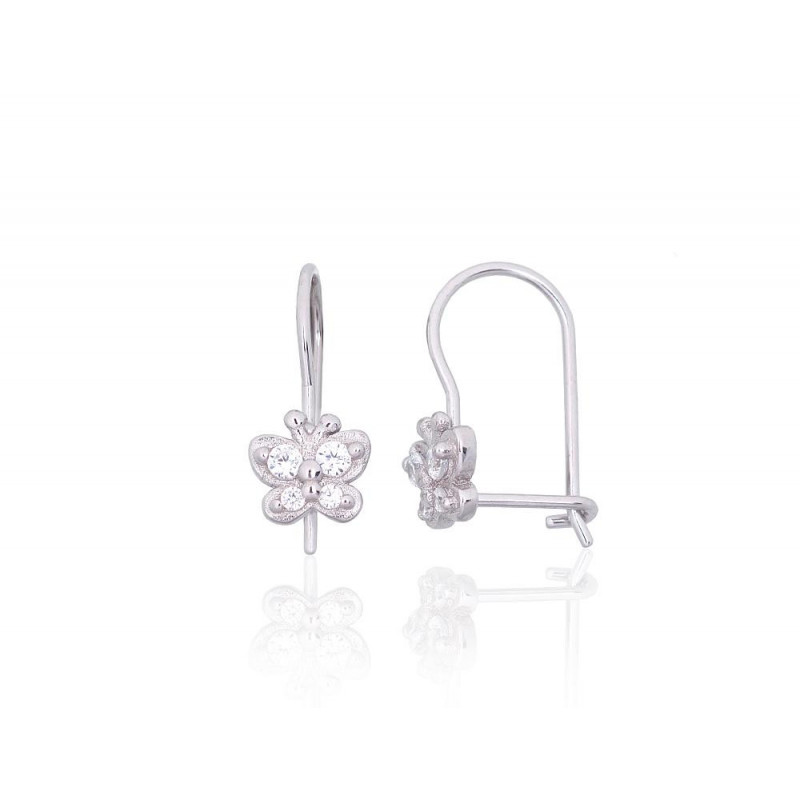 Silver hook earrings 2203827(PRh-Gr)_CZ, Silver 925°, Rhodium (Plating), Zirkons