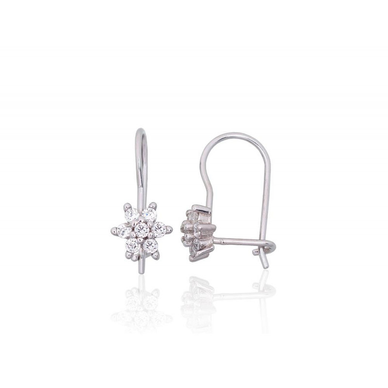 Silver hook earrings 2203828(PRh-Gr)_CZ, Silver 925°, Rhodium (Plating), Zirkons