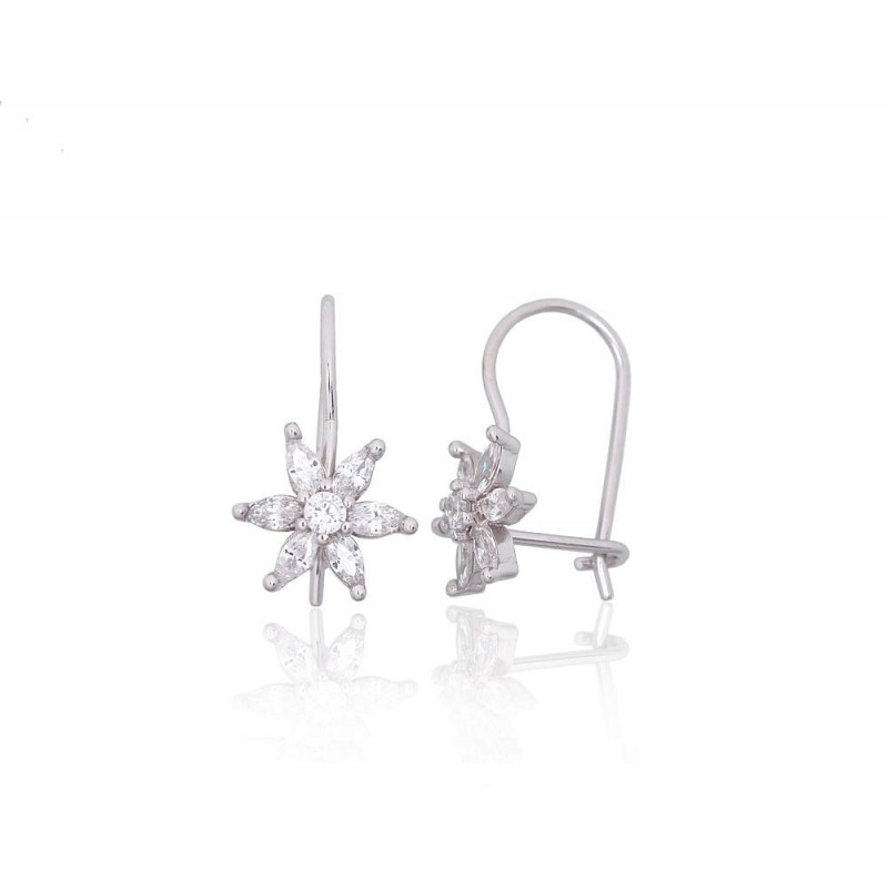 Silver hook earrings 2203829(PRh-Gr)_CZ, Silver 925°, Rhodium (Plating), Zirkons