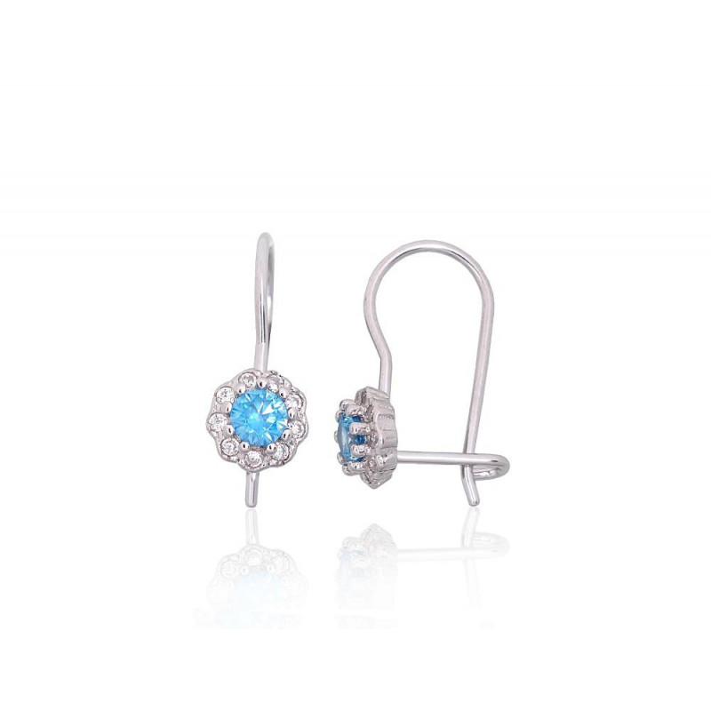 Silver hook earrings 2203830(PRh-Gr)_CZ+CZ-AQ, Silver 925°, Rhodium (Plating), Zirkons