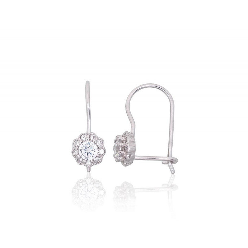 Silver hook earrings 2203830(PRh-Gr)_CZ, Silver 925°, Rhodium (Plating), Zirkons