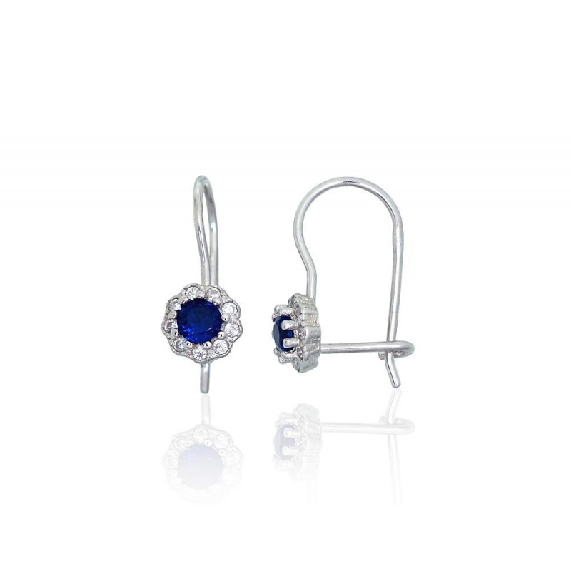 Silver hook earrings 2203830(PRh-Gr)_CZ+CZ-DB, Silver 925°, Rhodium (Plating), Zirkons