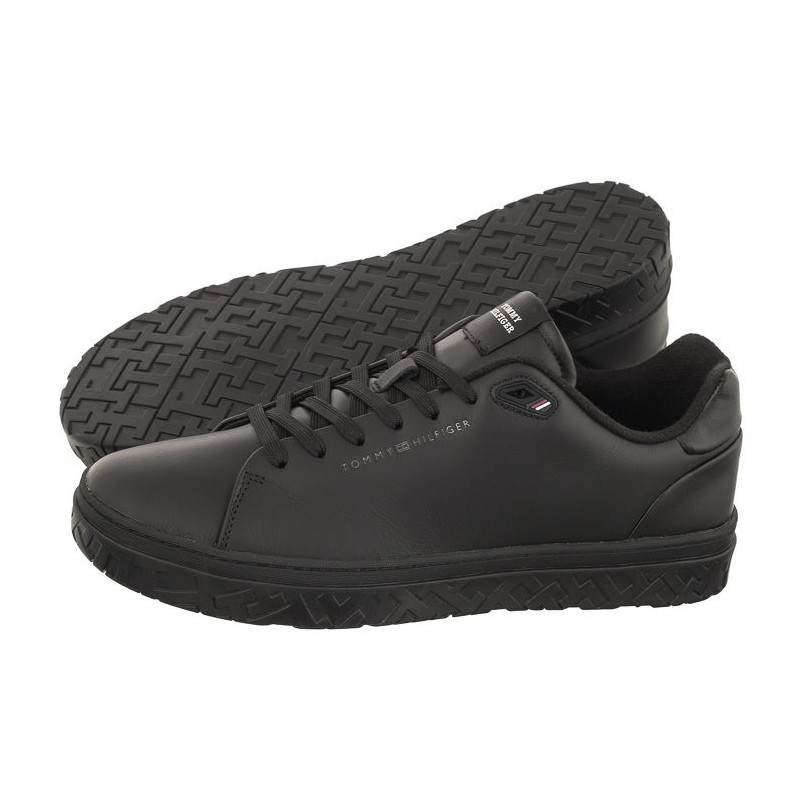 Tommy Hilfiger Court Thick Cupsole Leather Triple Black FM0FM04830 0GQ (TH930-a) sports shoes