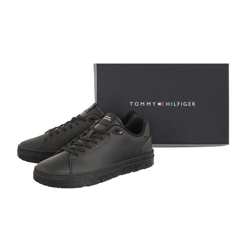 Tommy Hilfiger Court Thick Cupsole Leather Triple Black FM0FM04830 0GQ (TH930-a) sports shoes