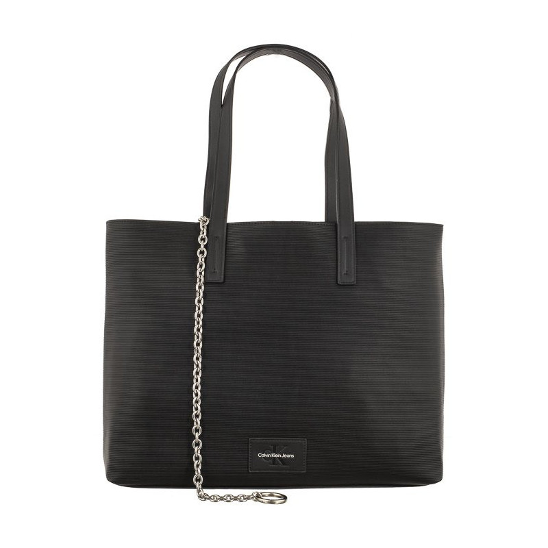 Calvin Klein Sculpted Slim Square Tote Chain Black K60K611187 BDS  (CK392-a) handbag