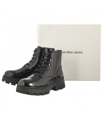 Calvin Klein Chunky Combat Laceup Boot Wn Triple Black YW0YW01265 0GT (CK397-a) shoes