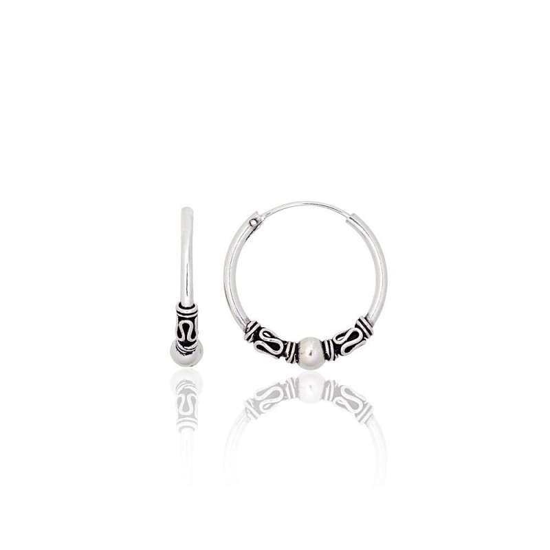 Silver earrings-rings 2203996(POx-Bk), Silver 925°, oxide (Plating)