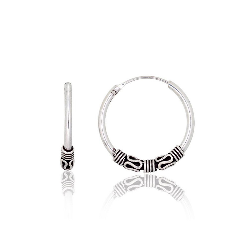 Silver earrings-rings 2204003(POx-Bk), Silver 925°, oxide (Plating)