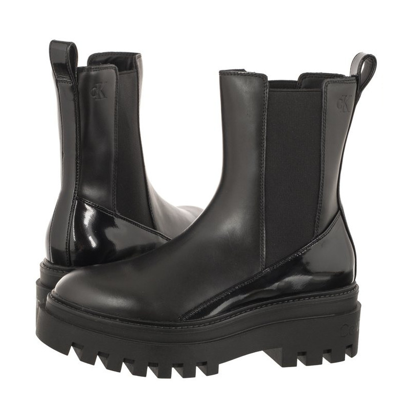 Calvin Klein Chunky Boot Chelsea Lth Mg Sat Triple Black YW0YW01286 0GT (CK413-b) shoes