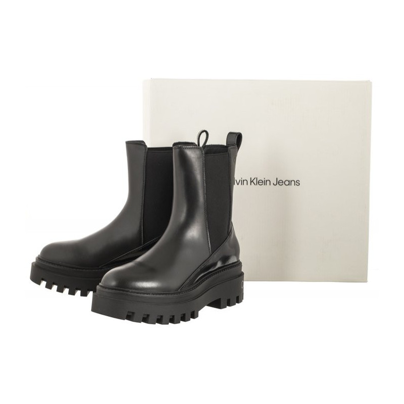 Calvin Klein Chunky Boot Chelsea Lth Mg Sat Triple Black YW0YW01286 0GT (CK413-b) shoes