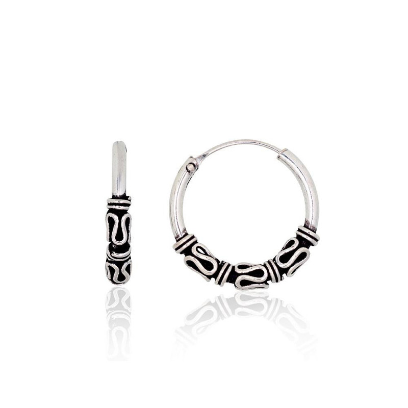 Silver earrings-rings 2204005(POx-Bk), Silver 925°, oxide (Plating)