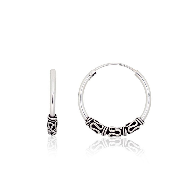 Silver earrings-rings 2204007(POx-Bk), Silver 830, oxide (Plating)