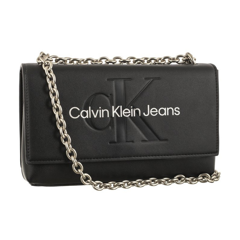 Calvin Klein Sculpted Ew Flap Conv25 Mono Black/Metallic Logo K60K611866 0GL (CK431-a) handbag