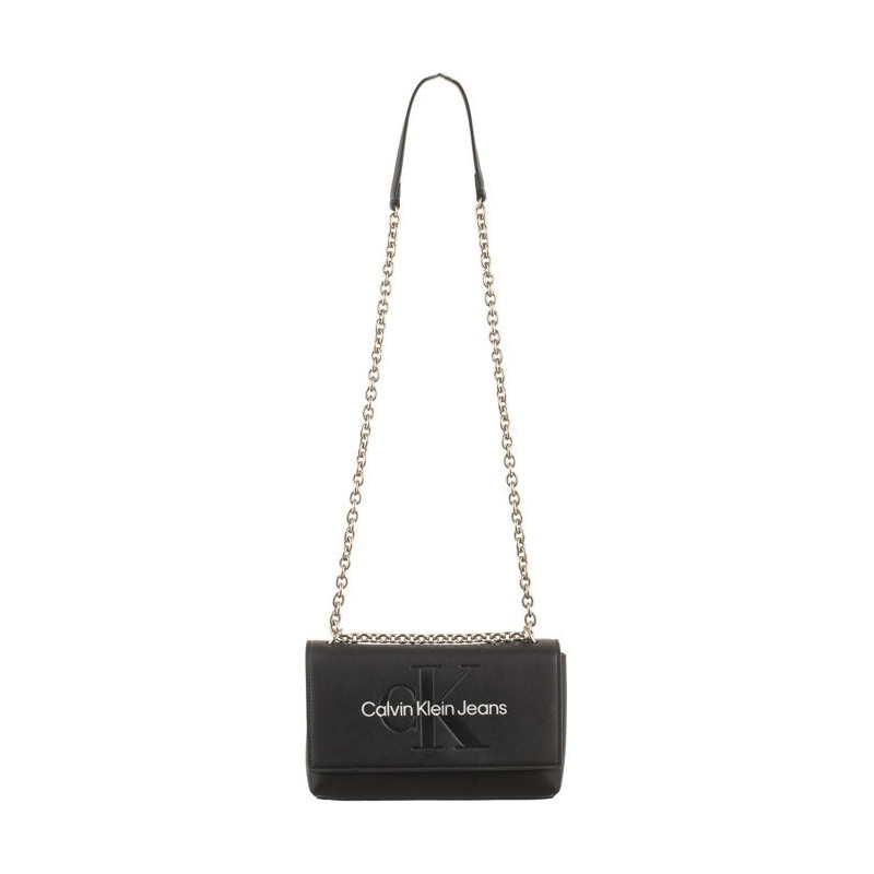 Calvin Klein Sculpted Ew Flap Conv25 Mono Black/Metallic Logo K60K611866 0GL (CK431-a) handbag